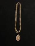 POLICE SEIZURE - Amazing Italy 14K Yellow Gold Rosary Mother Mary Pendant & Chain