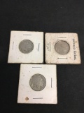 3 Count Lot of United States Buffalo Nickels - Indian Head from Police Seizure