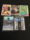 5 Count Lot of Sports Cards - Inserts, Relics, Jerseys, Stars, Rookies & More From Collection