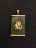 14K Yellow Gold & Jade Oriental Pendant