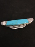 INCREDIBLE CUSTOM MADE Lapidary Pocket Knife - Turquoise Handle