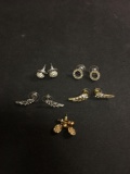 Gold & Silver-Tone Alloy Various Size & Style Rhinestone Cluster Motif Pairs of Earrings
