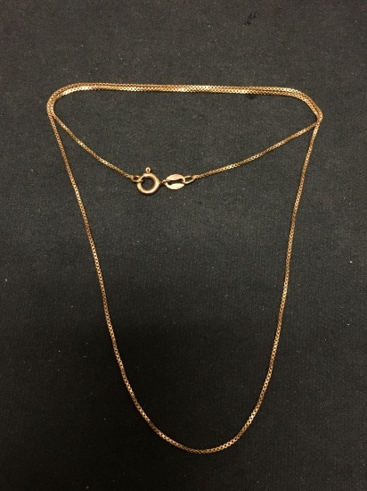 Box Link 0.75mm 18in Long Gold-Tone Sterling Silver Chain