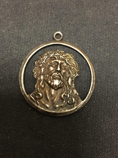 Anson Designer Round 1in Portrait of Jesus Christ Sterling Silver Pendant