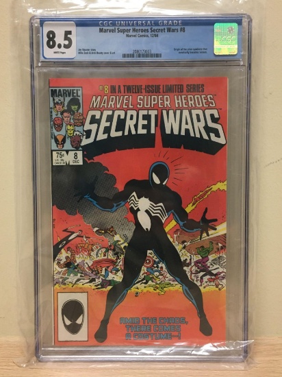 CGC Graded Marvel Super Heroes Secret Wars #8 Comic Book - Origin Alien Symbiote - Graded 8.5