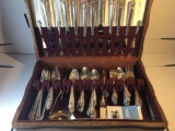 Vintage 1847 Williams Rogers Silver Overlaid Silverware Set in Wood Box from Estate