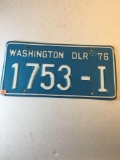 Vintage 1976 Washington Dealer License Plate - Rare Light Blue Color from Estate