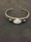 Thai Heavy Native Style Sterling Silver Turquoise & Mother of Pearl Cuff Bracelet - 29 Grams