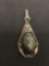 Old Pawn Native American Green Semi Precious Gemstone Large Sterling Silver Pendant