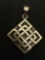 Artisan Carved Amazing Modernist Taxco Sterling Silver Pendant - 11 Grams