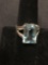 Large Blue Topaz Sterling Silver Statement Ring Size 8
