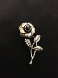 LANG Sterling Silver Rose Brooch Pin - 2