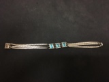 Antique Blue Topaz & Multi Chain Sterling Silver 7.5