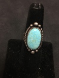 OLD PAWN Native Sterling Silver & Robins Egg Turquoise Ring Size 6 - Chunky