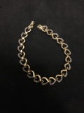 Gold & White Tone Sterling Silver & Diamond Heart Tennis Bracelet - 7.5