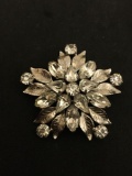 Vintage Rhinestone Star Snowflake Sterling Silver Brooch NICE