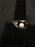 ESPO Sterling SIlver Pearl Modernist Ring Size 7.5