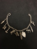 AMAZING Western Theme Loaded Sterling Silver Charm Bracelet - Over 20 Grams