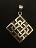 Artisan Carved Amazing Modernist Taxco Sterling Silver Pendant - 11 Grams