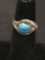 OLD PAWN Native American Snake Turquoise Sterling Silver Ring Size 4.5