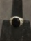 OLD PAWN NATIVE Sterling Silver THUNDERBIRD Black Onyx Ring Size 8