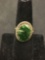 Vintage Green Marble Sterling Silver Cocktail Ring Size 7