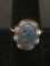 Vintage Dichoric Glass Fire Opal Style Large Stone Cocktail Ring Size 9