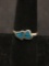 Inlaid Turquoise Sterling Silver Double Heart Ring Size 7.5