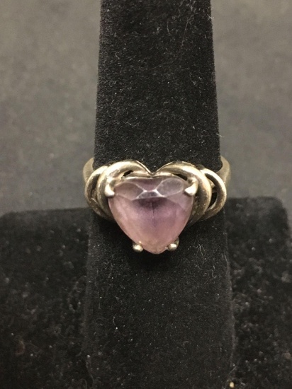 JED Purple Amethyst Sterling Silver Heart Ring Size 7