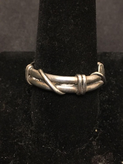 Old Pawn Ornate Sterling Silver Wrapped Band Ring Size 11