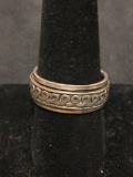 Old Pawn Squiggle Double Band Carved Sterling Silver Ring Size 9