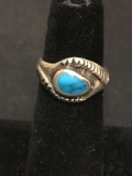 OLD PAWN Native American Snake Turquoise Sterling Silver Ring Size 4.5