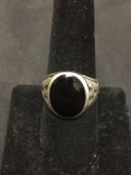 OLD PAWN NATIVE Sterling Silver THUNDERBIRD Black Onyx Ring Size 8