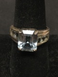 Amazing Blue Topaz Sterling Silver Cocktail Ring Size 8.5