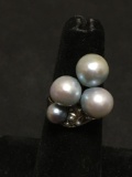 Blue Pearl Vintage Sterling Silver Cocktail Ring Size 5