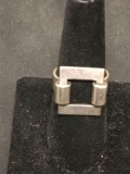 Sterling Silver Modernist Art Open Square Ring Size 7.5