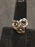 Designer BEAU Sterling Silver Flower Ring Vintage Size 6