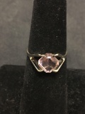 Square Cut Pink Gemstone Vintage Sterling Silver Ring Size 6