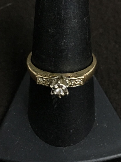10K Yellow Gold & Diamond Vellmer Engagment Ring Size 9 - 2.2 Grams