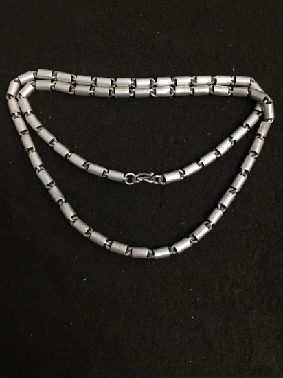 AMAZING Barrel Design Heavy Solid Sterling Silver Chain Necklace - 24 Inch - 42 Grams