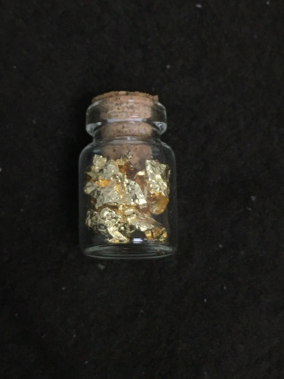 Tiny Glass Vial of Gold Flakes