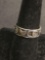 Antique Finished 6mm Wide Old Pawn Peace & Love Motif Eternity Design Sterling Silver Band