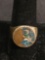 Old Pawn Native American Style Round 16mm Top Broken Edge Gemstone Inlaid Crescent Moon & Star