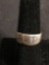 High Polished Love Life Motif 8mm Wide Tapered Handmade Signed Designer Sterling Silver Ring Band