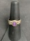 Oval 7x5mm Amethyst Cabochon Vintage Old Pawn Sterling Silver Ring Band