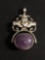 Oval 14x12mm Green Jade & Amethyst Accented Convertible Design Old Pawn Irish Claddagh 36mm Long