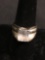 Radiant Faceted 10x8mm CZ Center Floating Setting High Polished Old Pawn Mexico Sterling Silver Ring