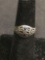 Old Pawn Irish Detailed Celtic Knot Lattice Design 10mm Wide Signed Designer Sterling Silver Ring