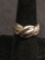 Handmade High Polished Bypass Braided Design 10mm Wide Signed Designer Old Pawn Sterling Silver Ring