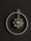 Round 31mm Milgrain Accented Sterling Silver Pendant w/ Gemstone Accented Floating Center Charm